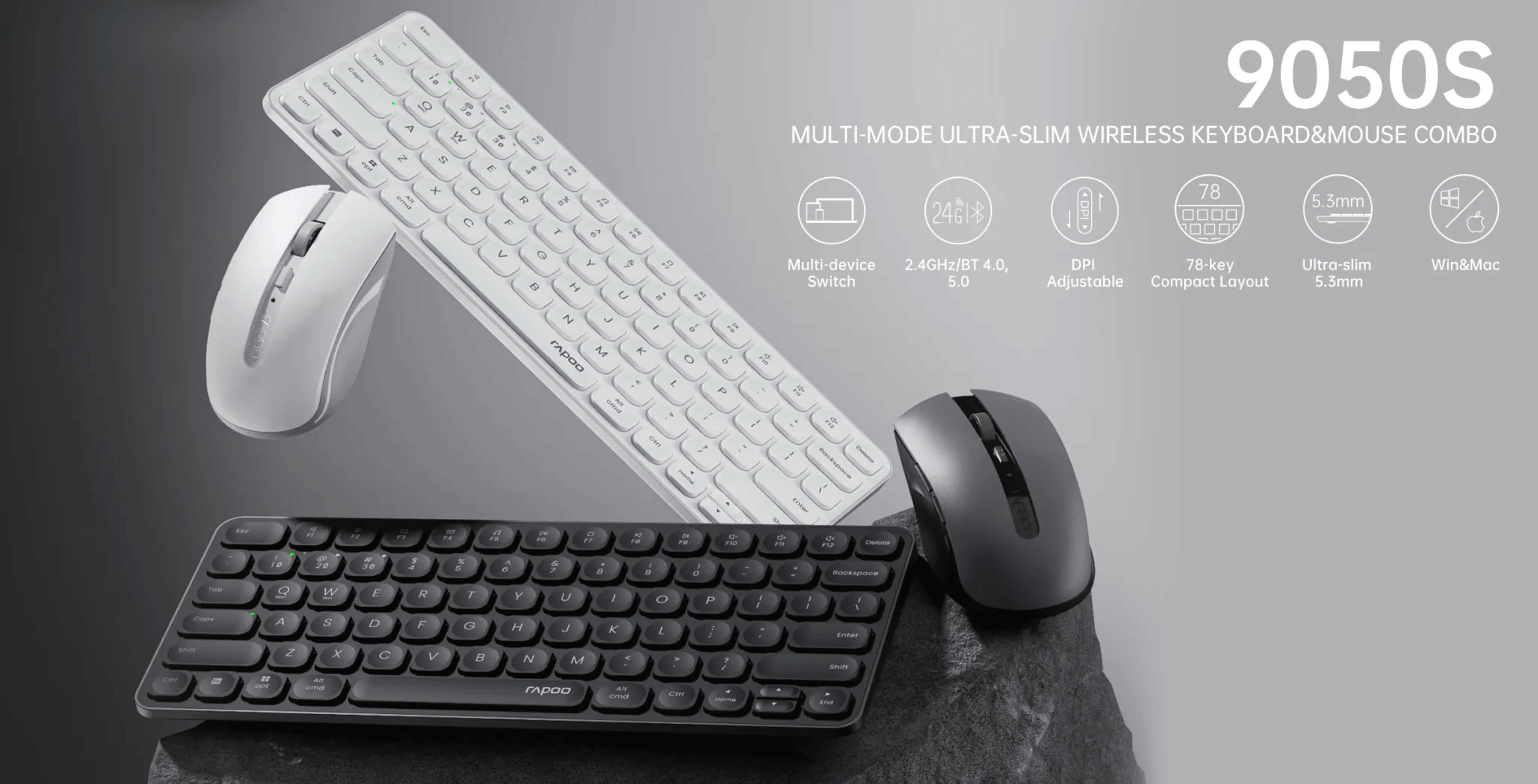 Rapoo 9050S Multi-Mode Wireless Keyboard and Mouse Combo