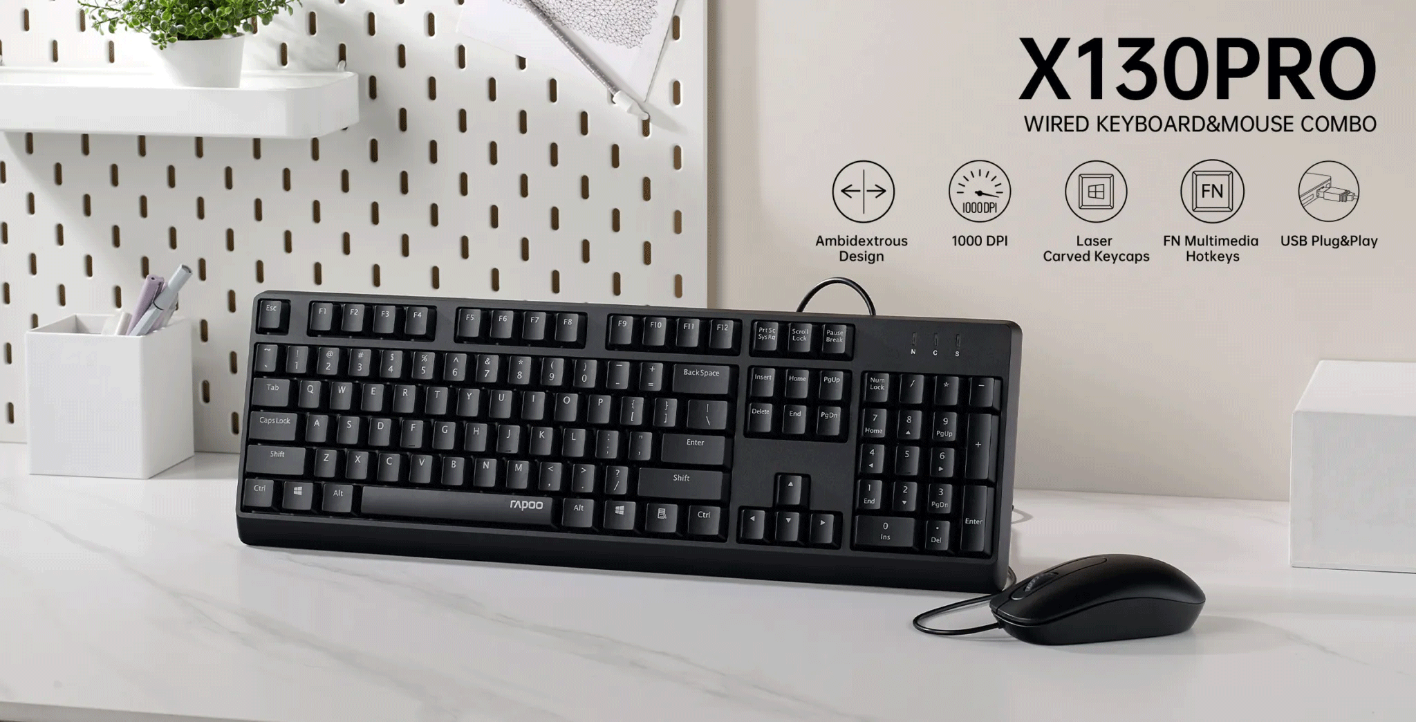 Rapoo X130 PRO Wired Keyboard And Mouse Combo